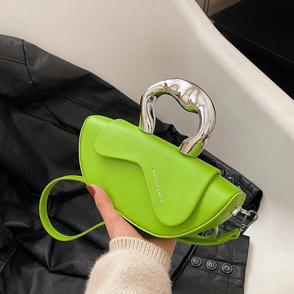 Solid PU Shoulder Bag with Hasp Compartment