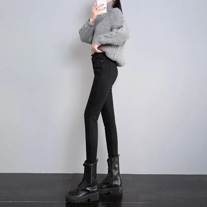 Women's Winter Plush Stretch Skinny Jeans