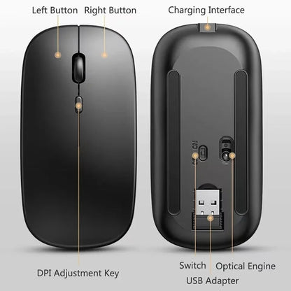 Rechargeable Wireless Mouse Dual Modes for PC and Laptop