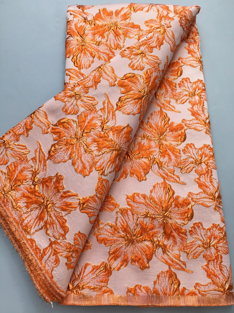 Nigerian Jacquard Brocade Lace Fabric 5 Yards