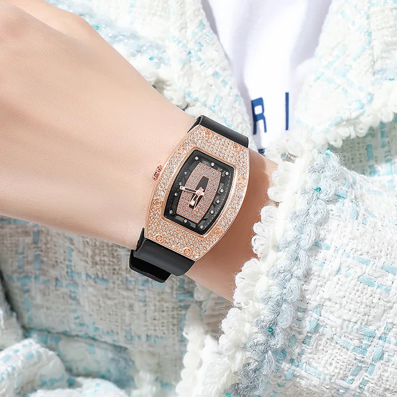 Women Silicone Jelly Quartz Tonneau Watch