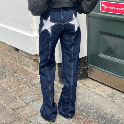 Women's Vintage Star Pattern Loose Denim Jeans
