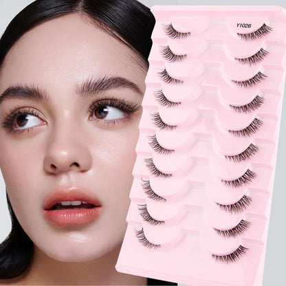 YSDO 5/10 Pairs Natural Soft Black Half Lashes