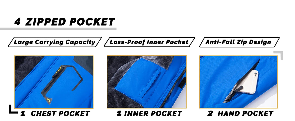 Men's Waterproof Fleece Ski Jacket Parka