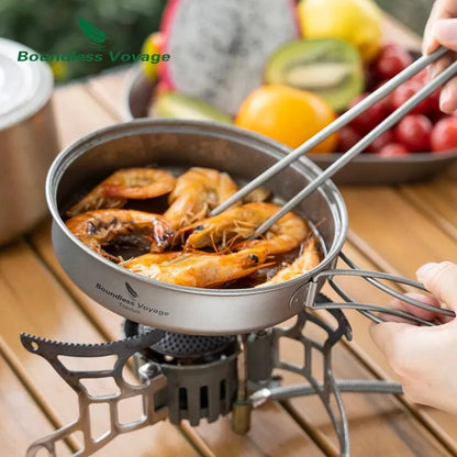 Titanium Pot Pan Set with Folding Handles for Camping