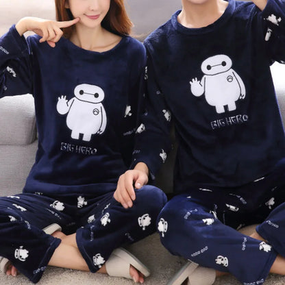 Couple Coral Fleece Pajamas Set for Winter