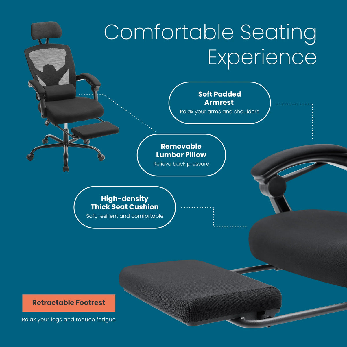 MCQ High Back Ergonomic Gaming Office Chair with Lumbar Support