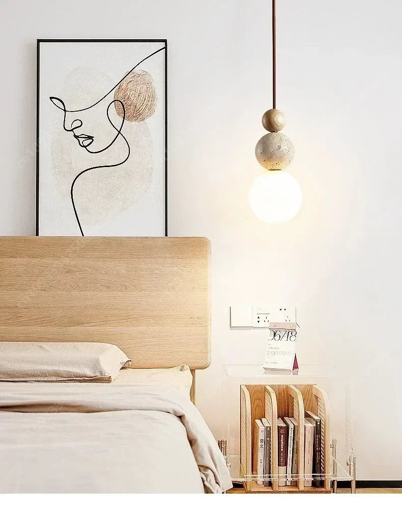 Yellow Travertine Pendant Light for Bedroom Kitchen