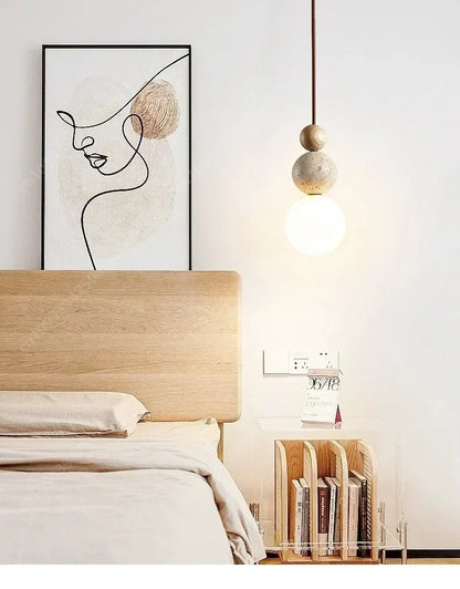 Yellow Travertine Pendant Light for Bedroom Kitchen