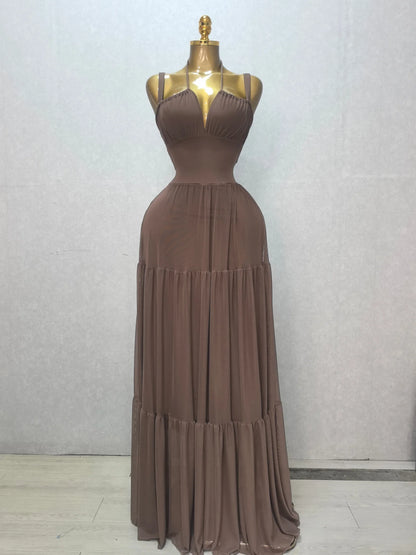 Summer Women Halter Maxi Dress Slim Polyester Beach Party
