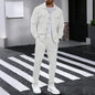 Men's Solid Color Waffle Longsleeved Pants Set
