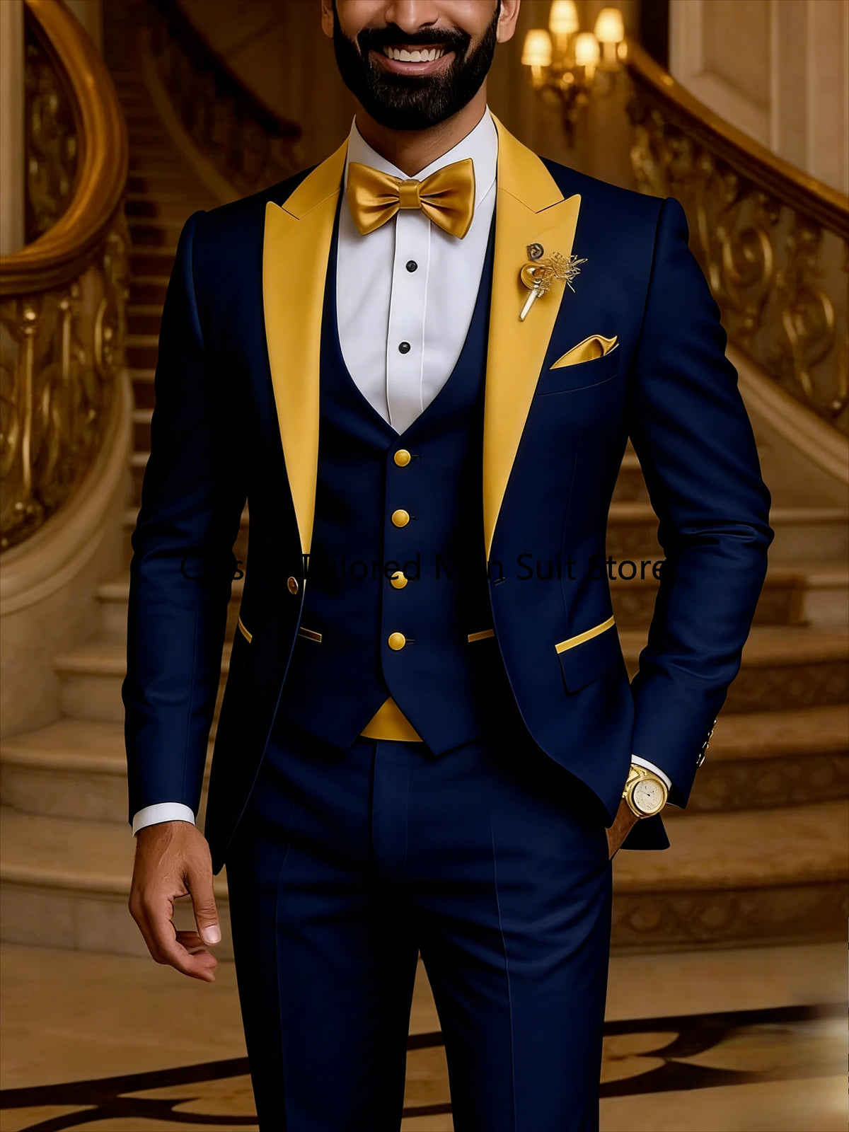 Men's Slim Fit Tuxedo 3 Piece Suit for Wedding and Work