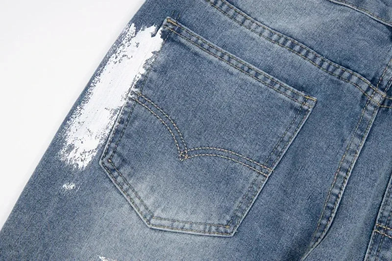 Washed Denim Trousers for Men with Micro-Flared Style