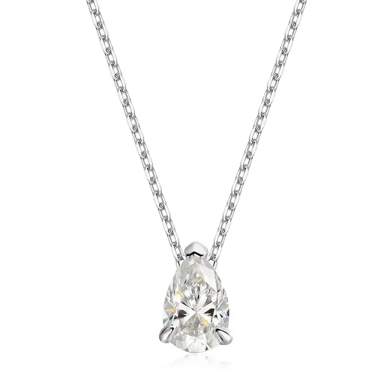 Smyoue Pear Cut Moissanite Necklace 925 Sterling Silver