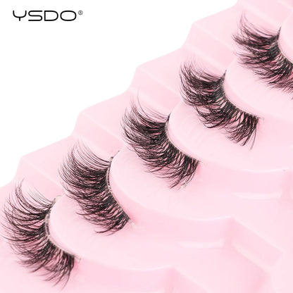 YSDO 5/10 Pairs Natural Soft Black Half Lashes