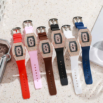 Women Silicone Jelly Quartz Tonneau Watch