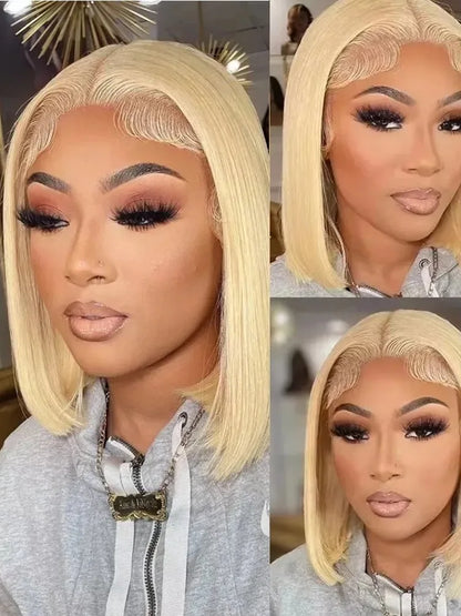 613 Blonde Bob Human Hair Lace Frontal Wig