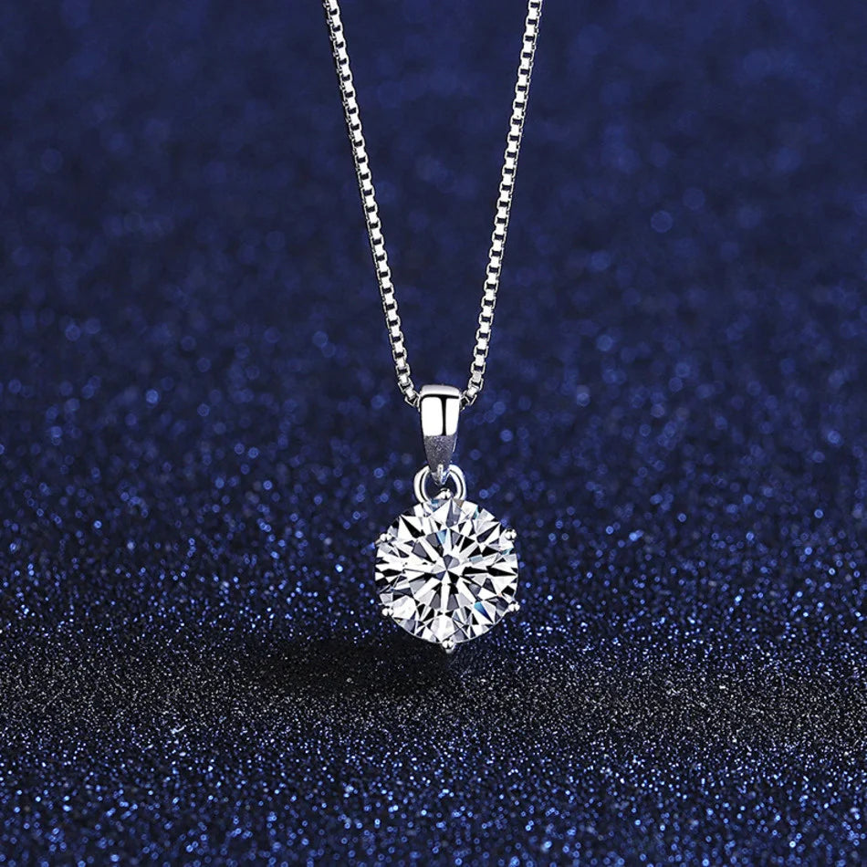Moissanite Pendant Necklace 925 Sterling Silver Women