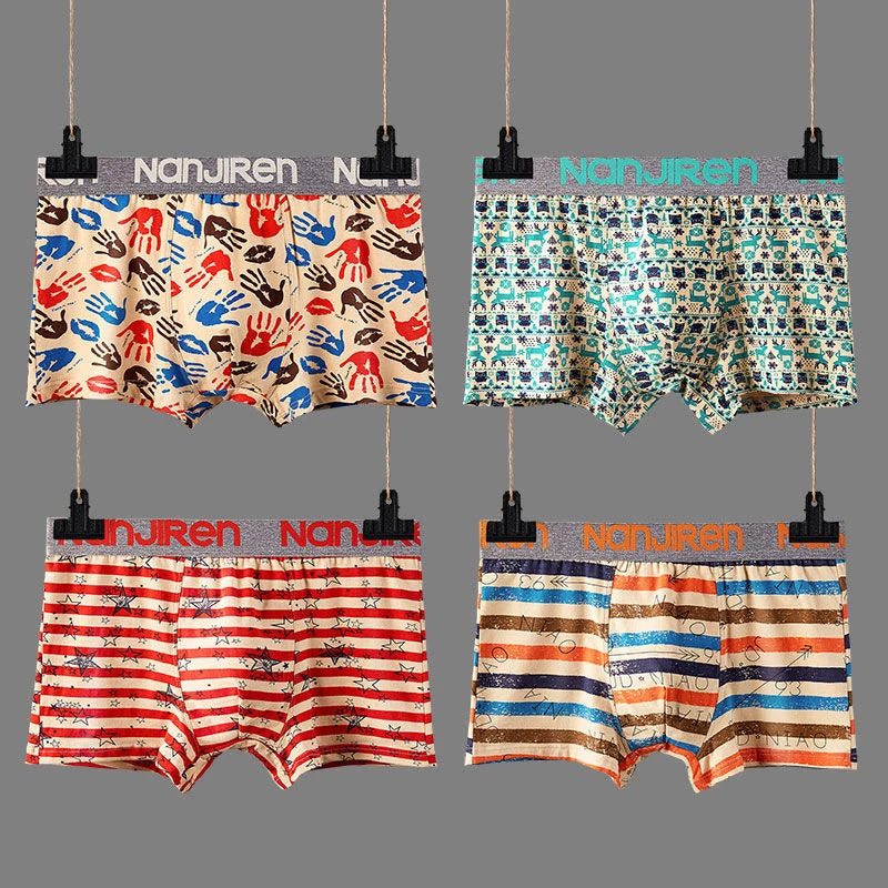 Men's Cotton Boxer Shorts Underwear 4Pcs Set
