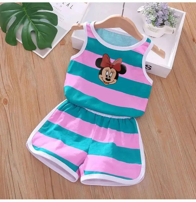 Cartoon Printed Vest and Shorts Set for Kids