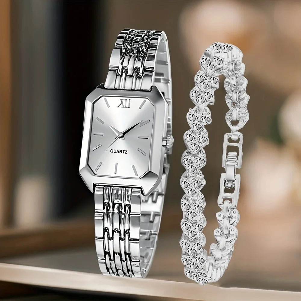 Fashion Rectangle Women Quartz Watch Bracelet Set