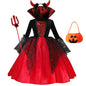 Halloween Vampire Dress for Kids in Scarlet Gothic Style