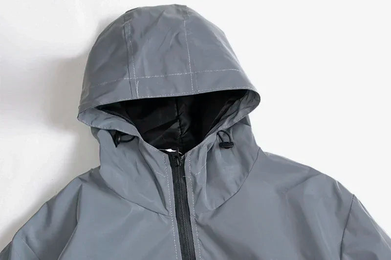 Reflective Polyester Jacket for Men Casual Style