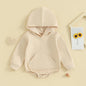 Baby Hooded Romper Long Sleeve Solid Color Bodysuit