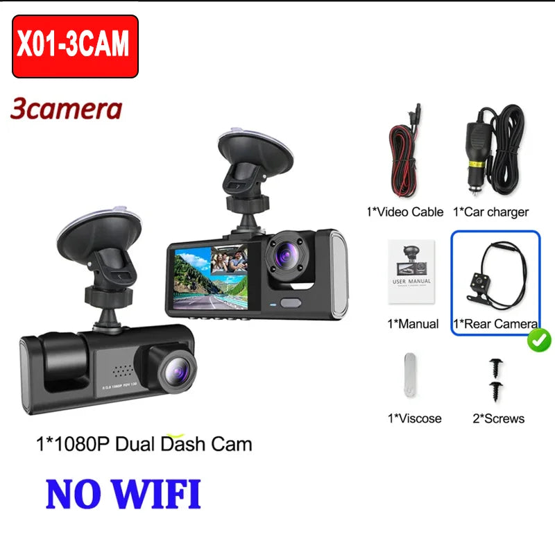 1080P WiFi Dash Cam with Front and Rear Cameras