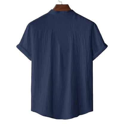 Men's Cotton Linen Short Sleeve T-Shirt Casual Beach Top
