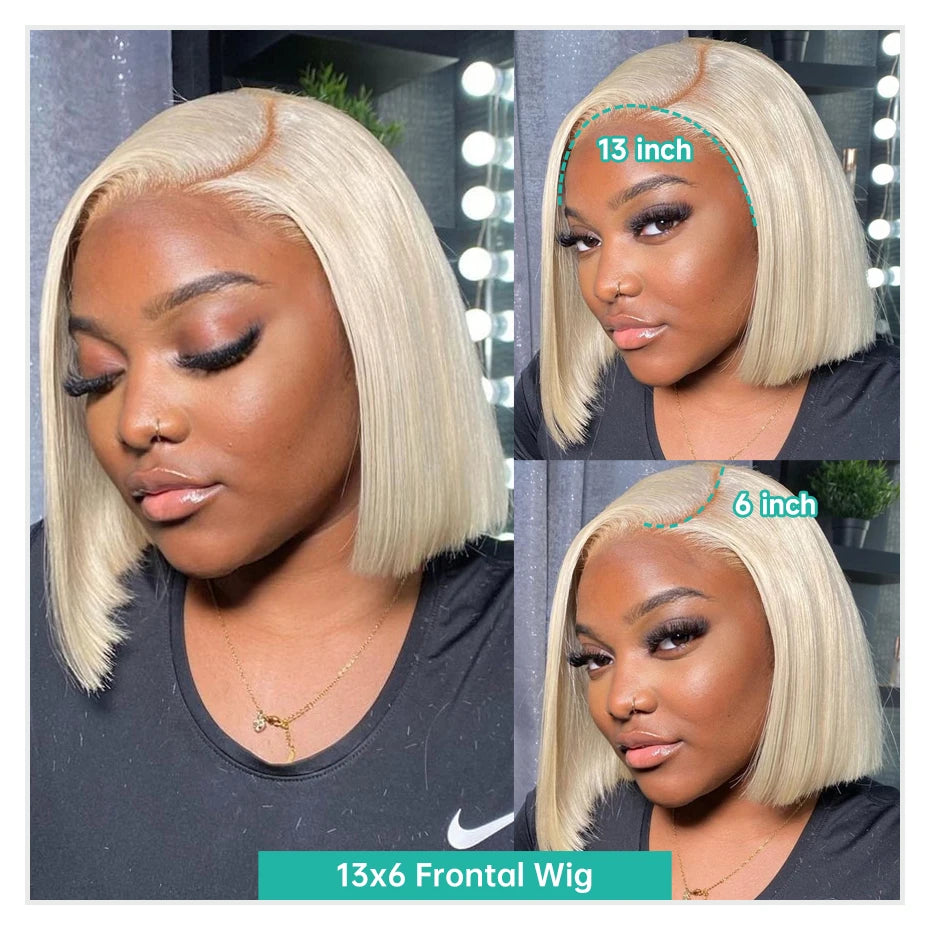 613 Blonde Bob Human Hair Lace Frontal Wig
