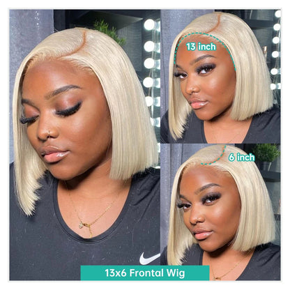 613 Blonde Bob Human Hair Lace Frontal Wig
