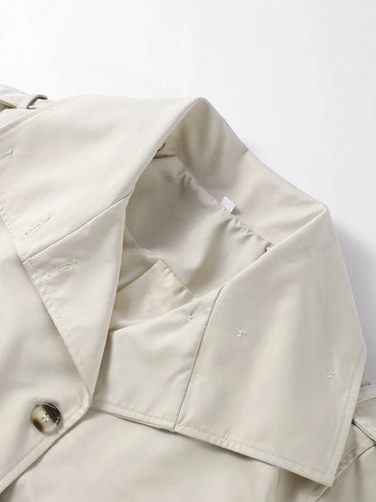 Women's Double Breasted Long Trench Coat Windbreaker
