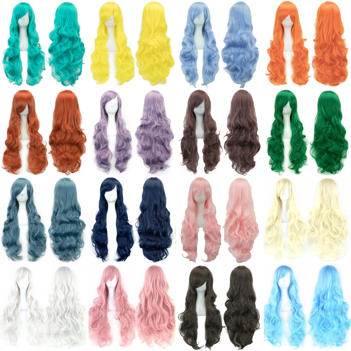 Soowee Curly Long Green Synthetic Hair Wig for Women