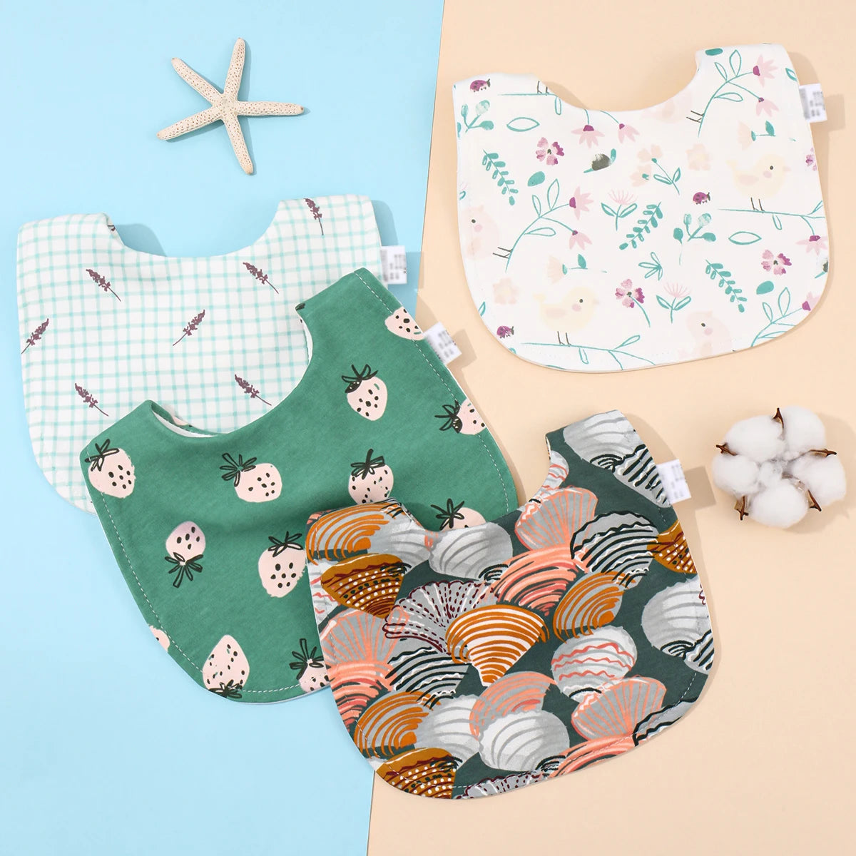 4pcs Cotton Baby Adjustable Bibs Bandana Scarf