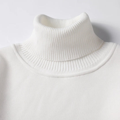 Mens Knitted Turtleneck Sweater Slim Fit Casual