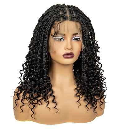 Knotless Box Braided Wigs with Curly Ends 16 Inches Synthetic