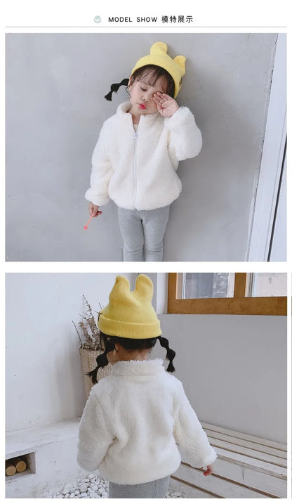 Plush Coat for Children in Solid Color