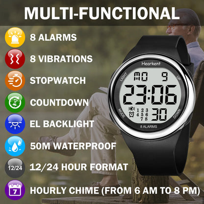 Hearkent 8 Alarm Waterproof Digital Wristwatch