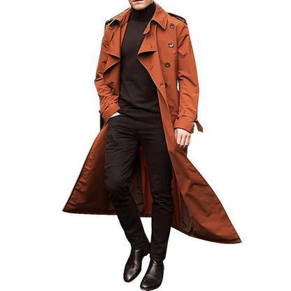 Men's Long Sleeve Extra Long Trench Coat