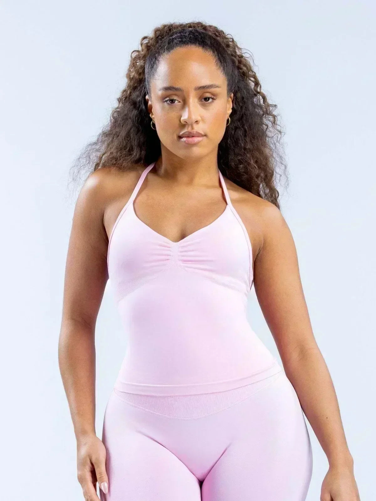 Seamless Lace-Up Bra and Shorts Yoga Set for Women