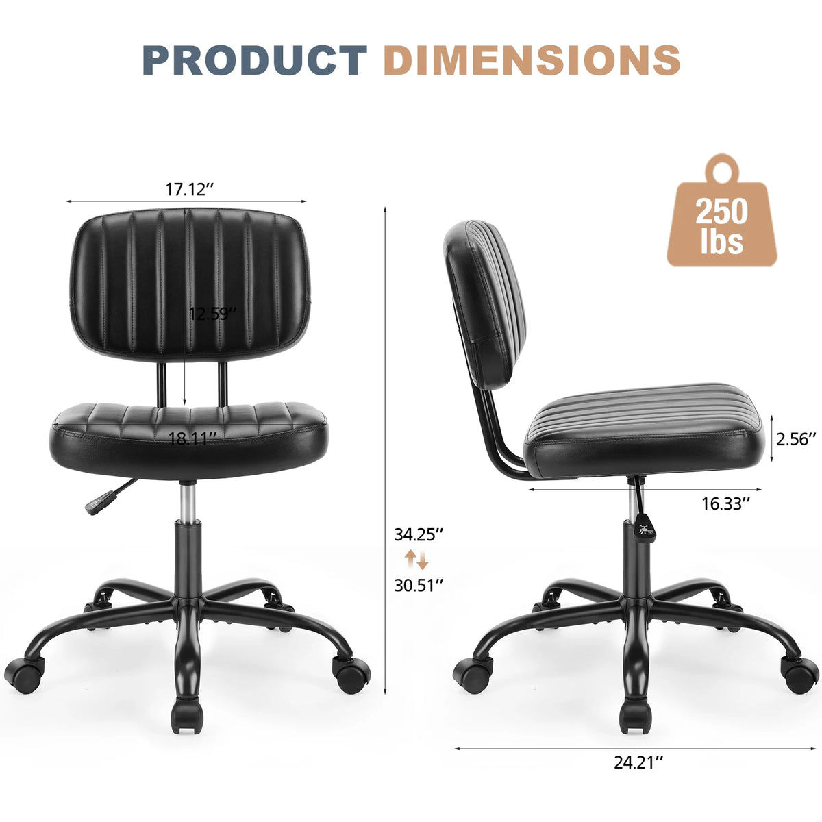 Height Adjustable PU Leather Office Desk Chair