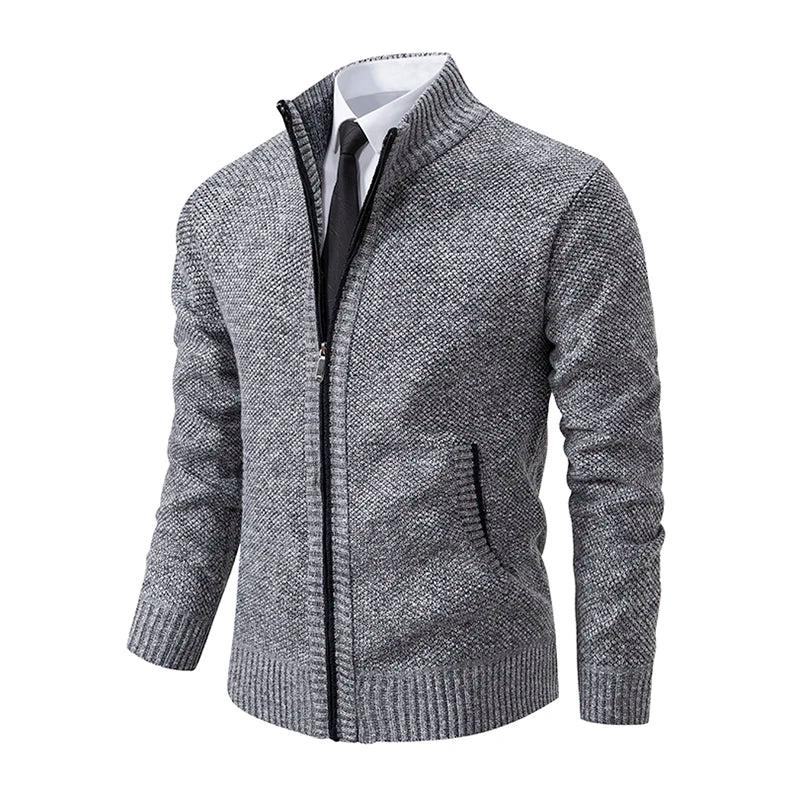 Men's Fleece Zipper Cardigan Casual Sports Coat