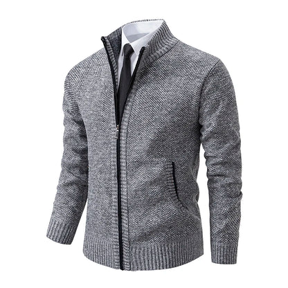 Men's Fleece Zipper Cardigan Casual Sports Coat