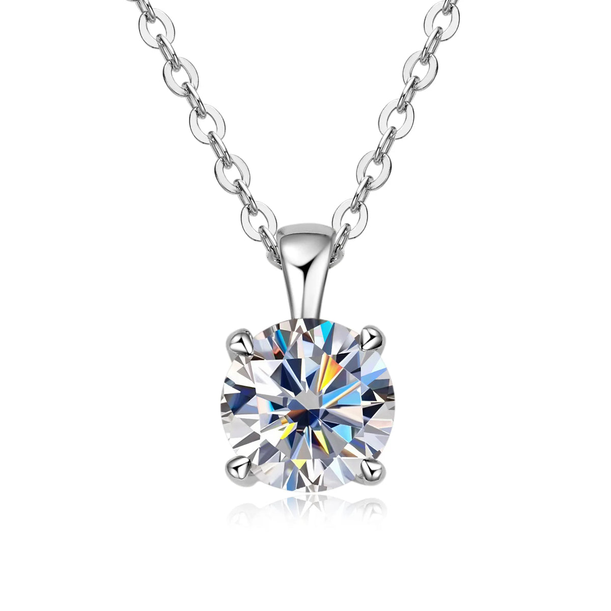 Moissanite Pendant Necklace 18K Gold Plated Women