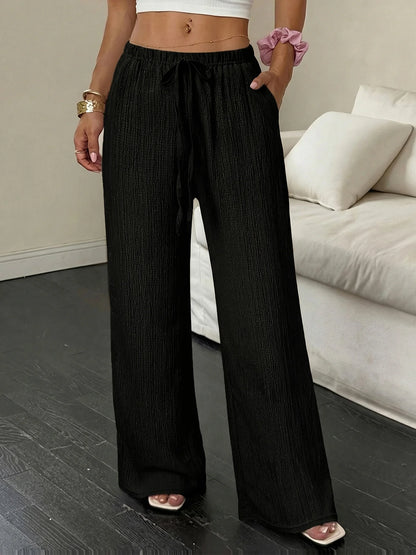 Women's Casual Solid-Color Wide-Leg Pants