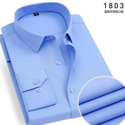 Men's Striped Long-Sleeved Shirt Comfortable Cotton Blend