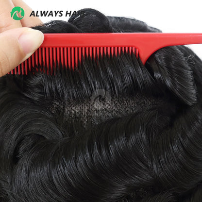 Fine Mono Men Short Toupee 5 Inch Indian Hair System