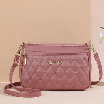 Leather Messenger Bag with Fur Decoration for Women