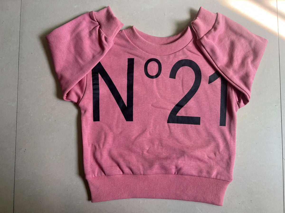 Kids Cute Print Cotton Sweatshirt Dress Set